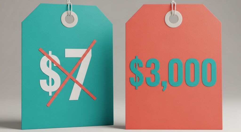 Illustration showing bait-and-switch pricing, from low entry cost to expensive upsells