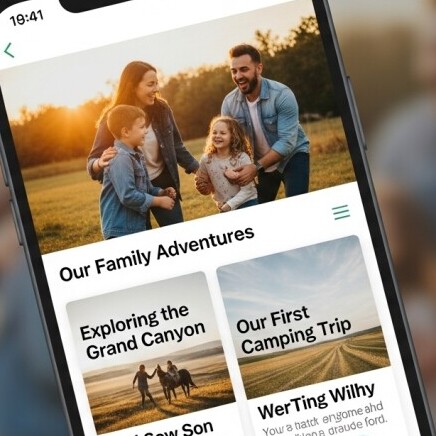 Mobile preview of a family blog layout