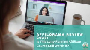 parent blogger looking at affilorama course on laptop
