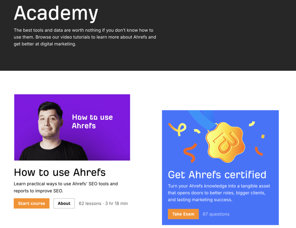 ahrefs academy website image