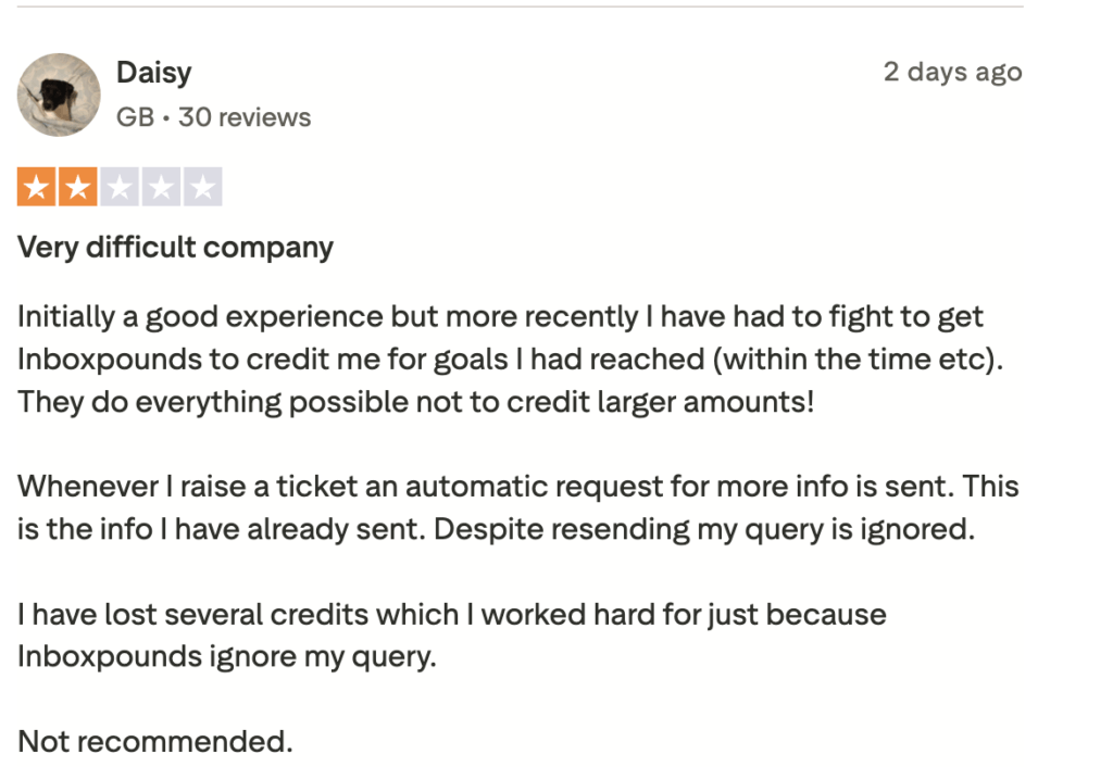 inboxpounds negative comment