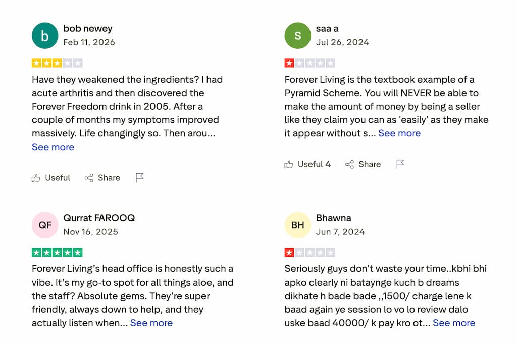 forever living trustpilot reviews