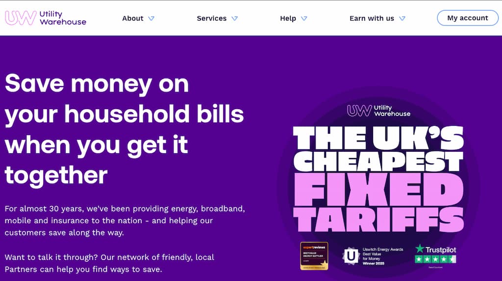 utility warehouse website image