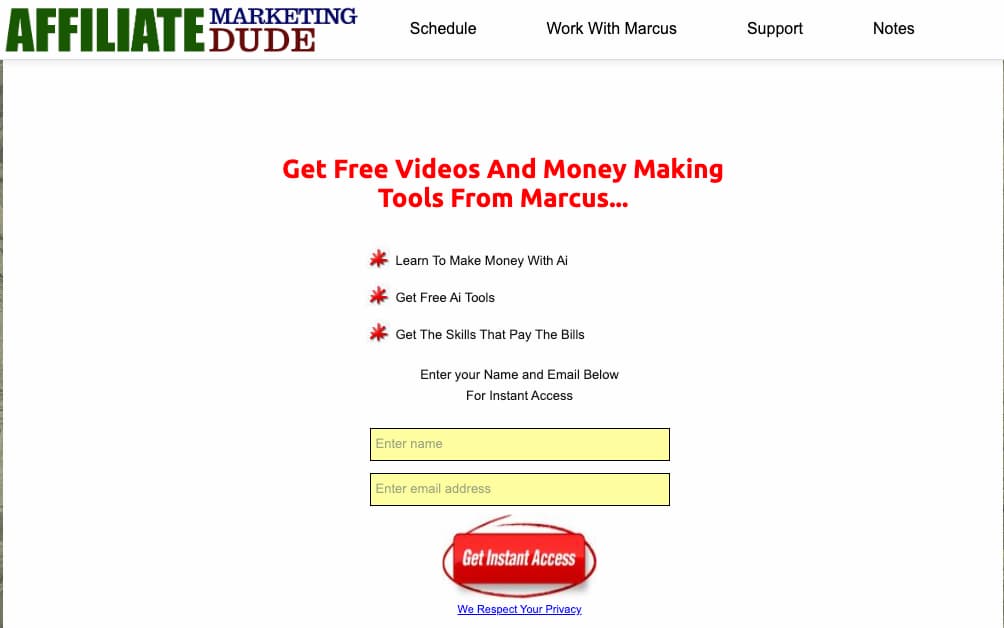 affiliate marketing dude review website image