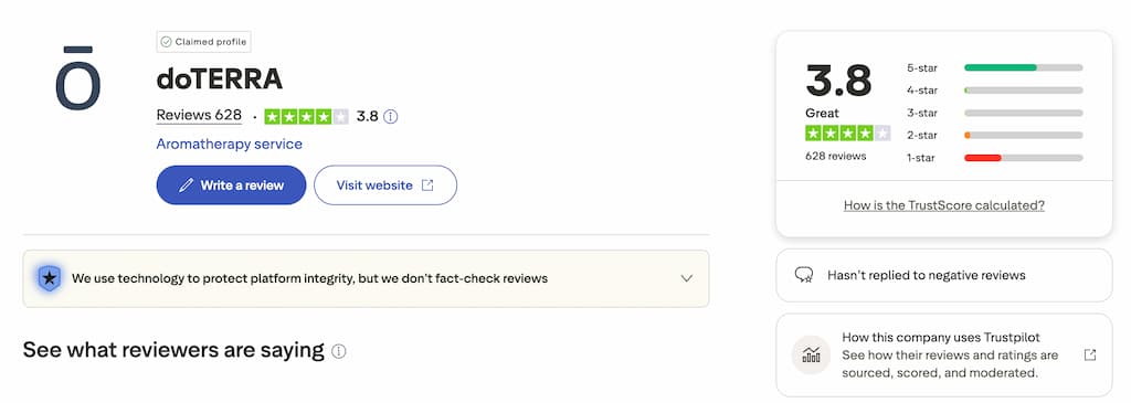 doterra trustpilot profile
