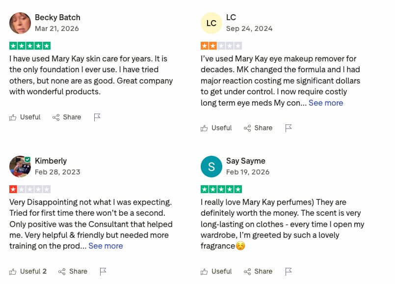 mary kay trustpilot reviews