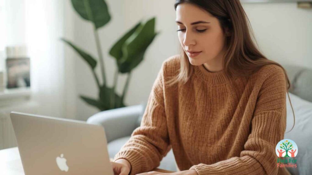 mom searching for freelance writing jobs online from home