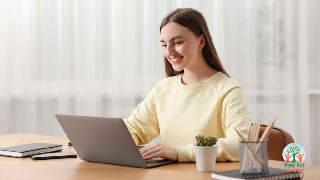 parent writing first blog post at home