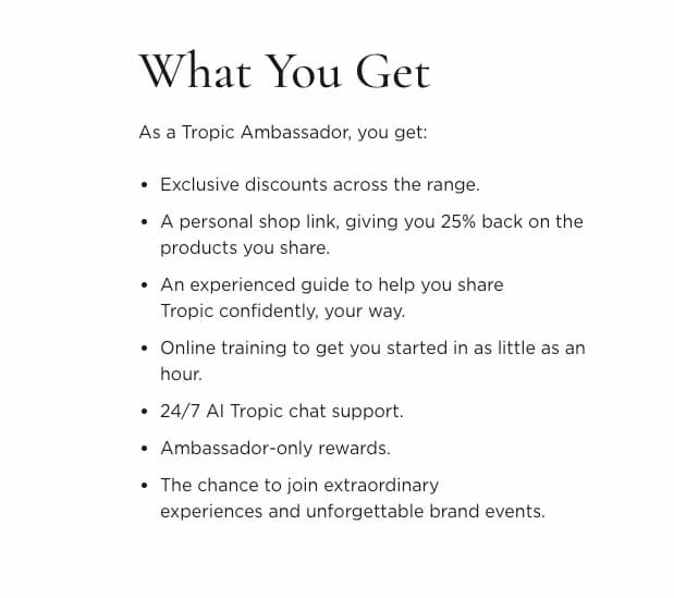 tropic skincare ambassador