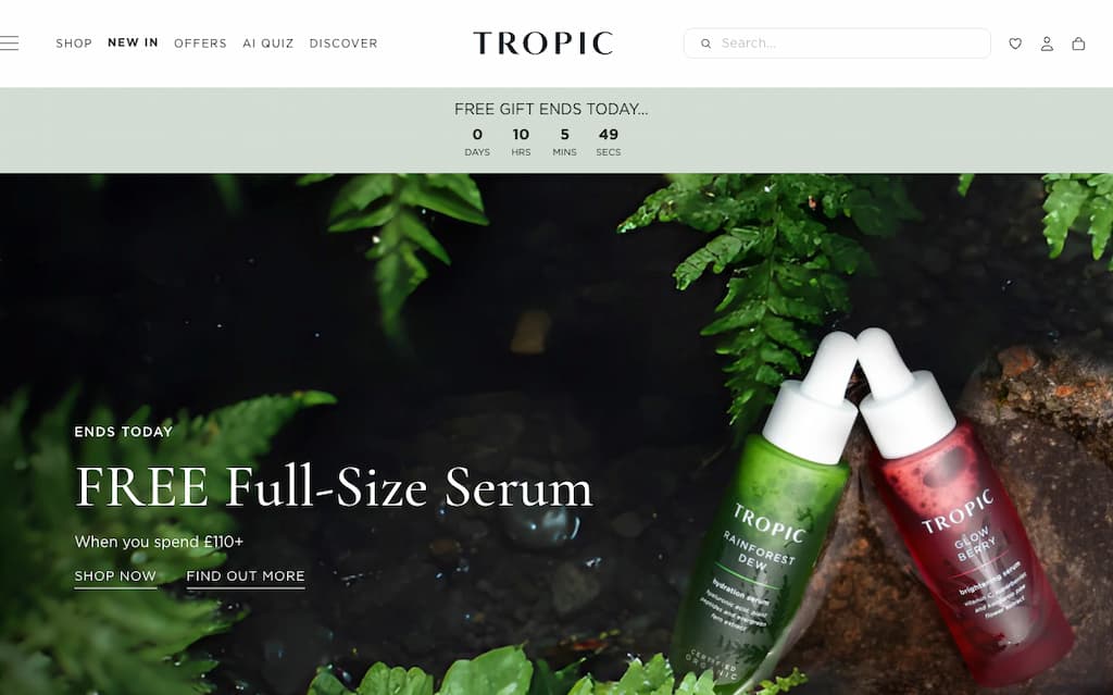 tropic skincare website image