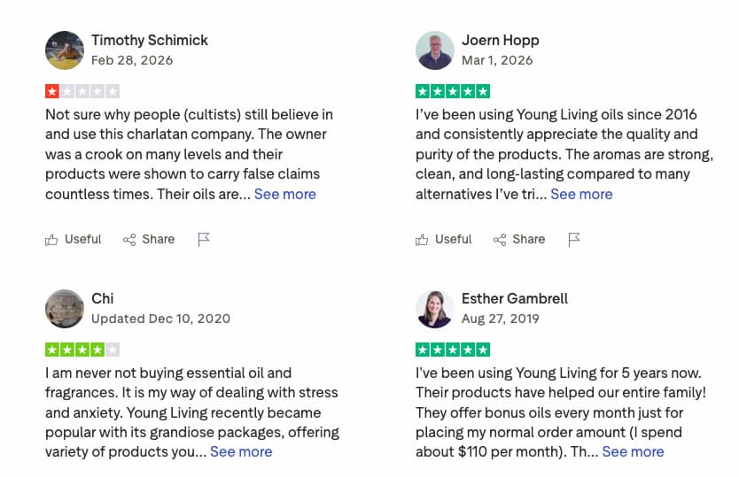 young living trustpilot reviews