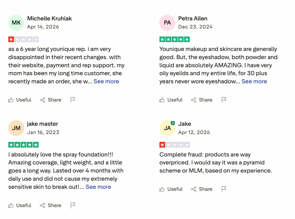 younique trustpilot comments