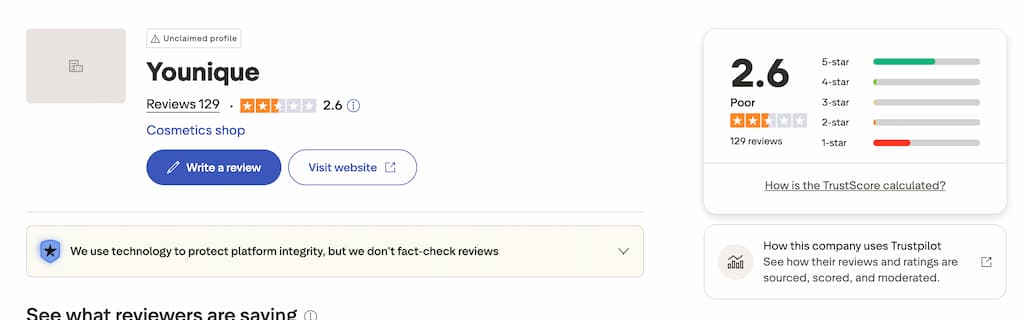 younique trustpilot