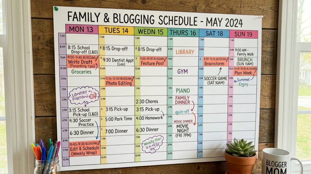 Simple blogging schedule for busy parents