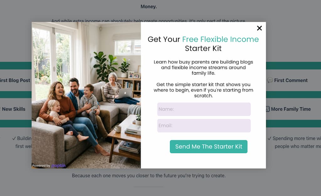 flex for families popup example poptin review