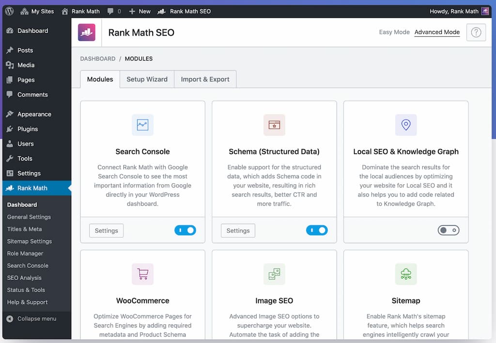 rank math wordpress screenshot