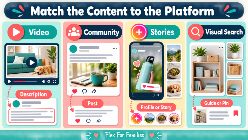 One content idea adapted into blog, video and social formats