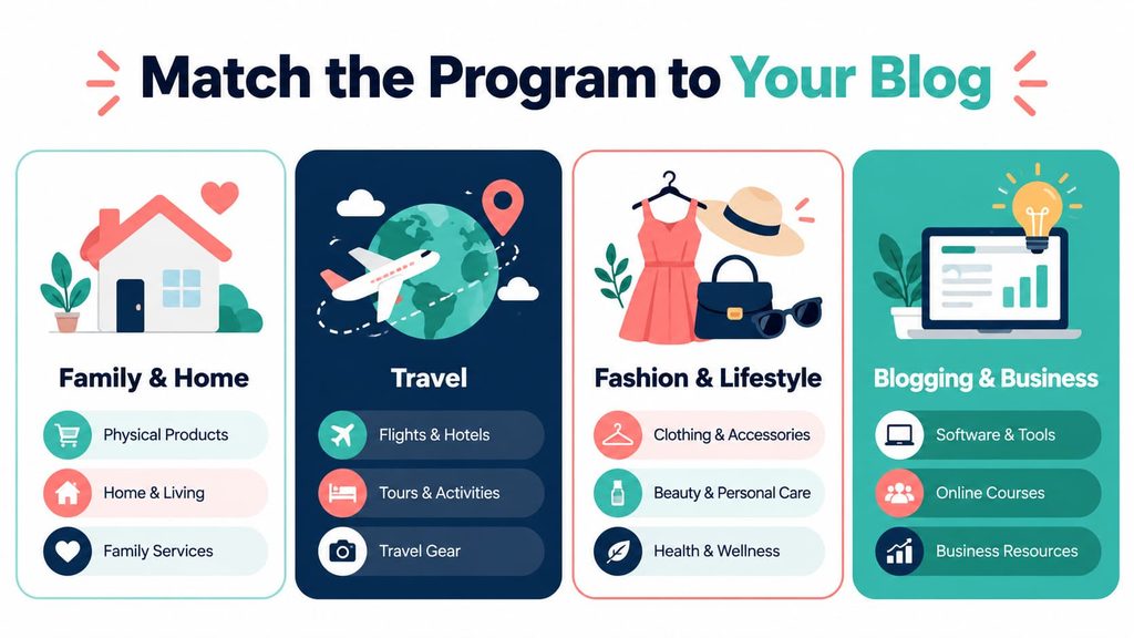 Affiliate programmes organised by parent blog niche